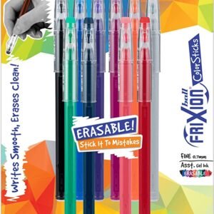 Pilot Frixion ColorSticks Erasable Gel Ink Pens, Fine Point (0.7mm), Assorted, 10 Count (32454)